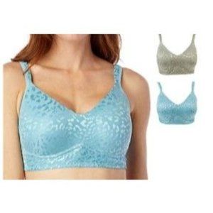 Rhonda Shear 2-pk Jacquard Molded Cup Bra 793-078 Size XL Khaki/Aqua